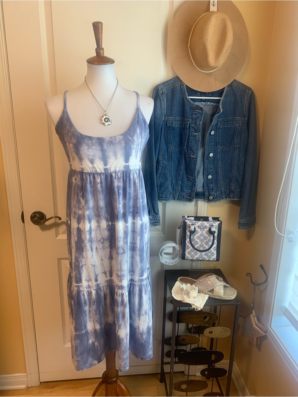 GAP Tie-Dye Midi sun Dress blue/white